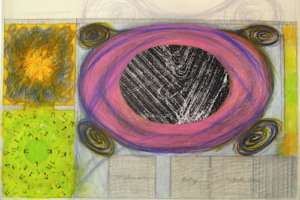 G-d’s Desire, The Labor of Love, The Spark Machine and The Burning Bush, 1999, Drawing for Installation (1a), 22inHx30inW